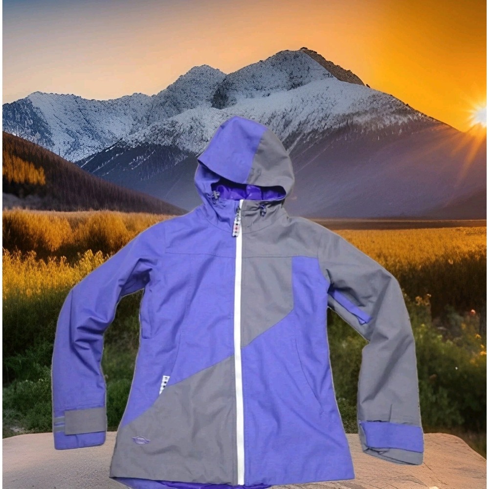 Sims Snowboarding Jacket Womens Small‎ Purple Grey Excellent Colorblock Hooded